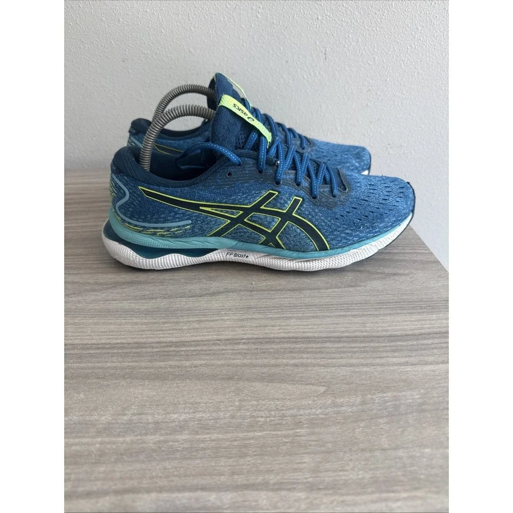Asics Gel-Nimbus 24 Mens Size 8.5 Blue Green Athletic Running Shoes Sneakers